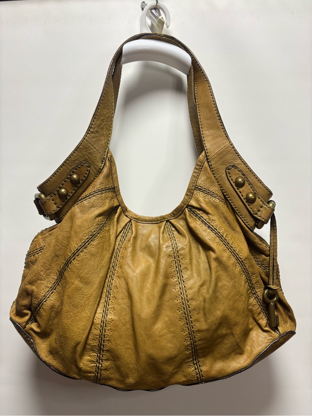 Fossil Y2K Mustard Tan Leather Shoulder Bag
